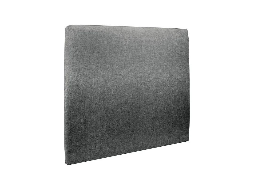 Lit 160x200cm avec tête de lit tapissier tissu et double sommier tapissier gris anthracite - Hauteur totale : 35cm