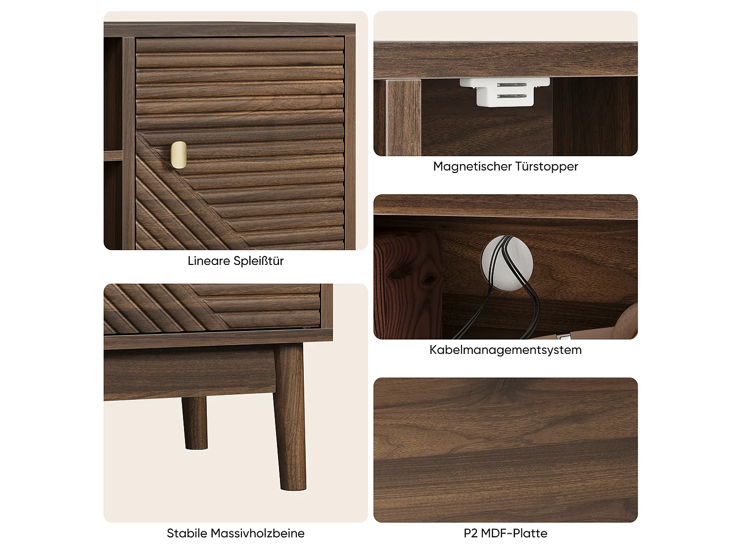 Meuble TV effet bois vintage 2 portes et 2 niches