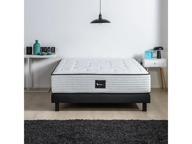 Ensemble sommier + matelas bois massif 160 x 200 cm
