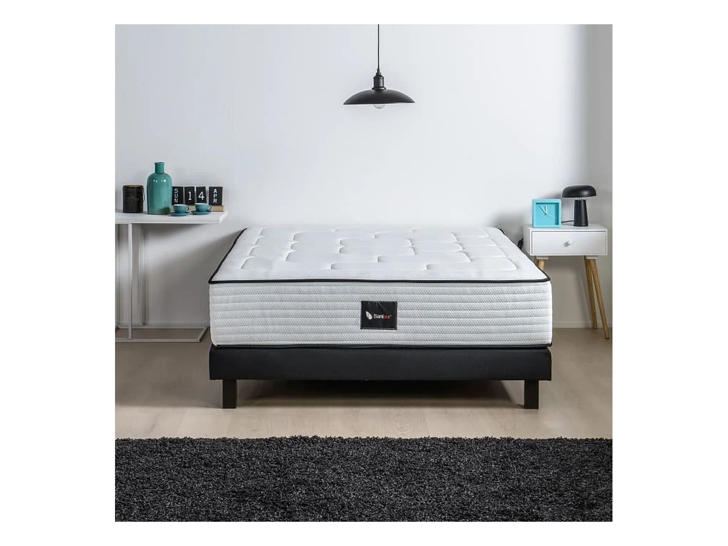 Ensemble sommier + matelas bois massif 160 x 200 cm