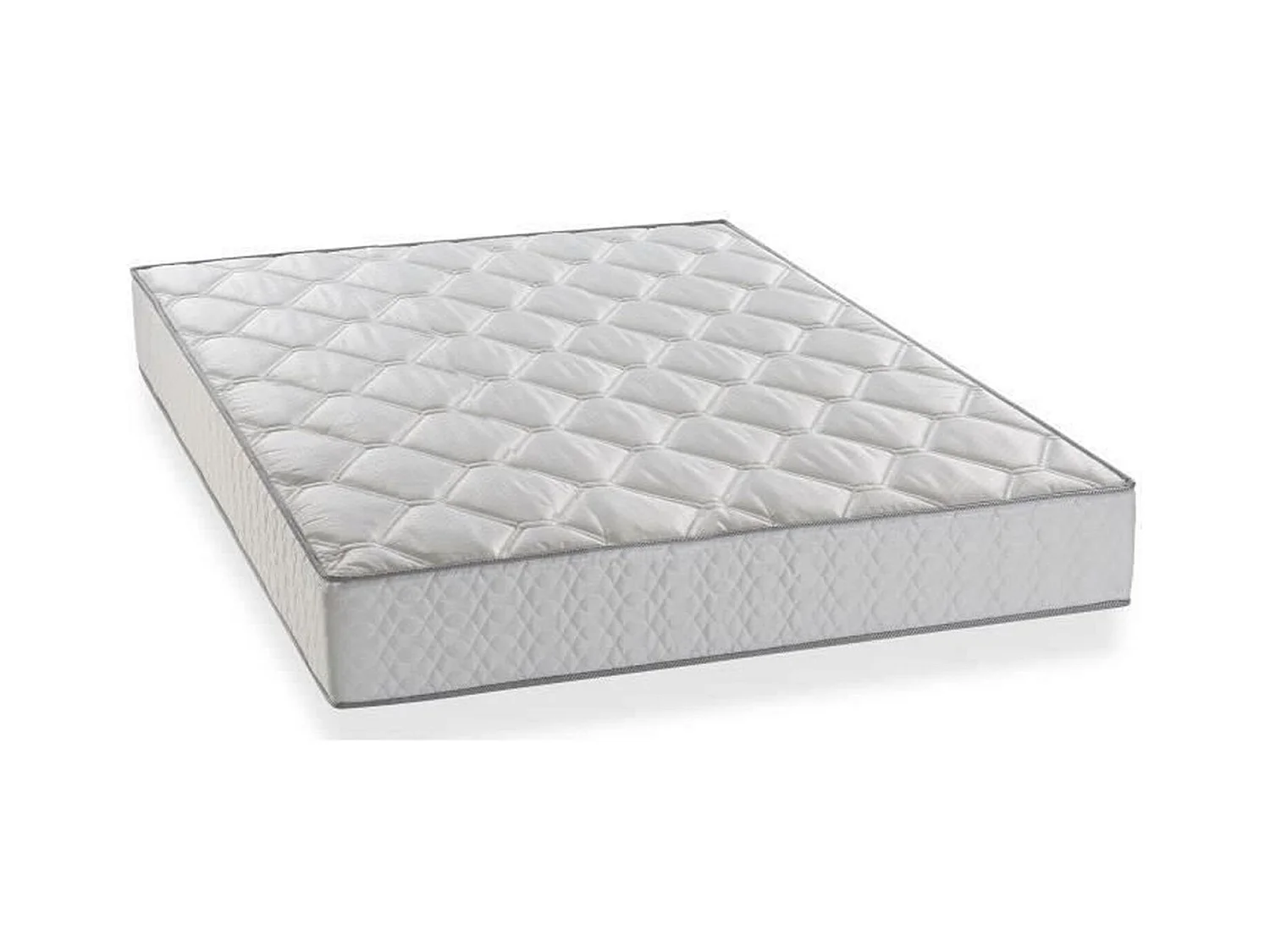 Ensemble Matelas ressorts + Sommier tapissier 140 x 190 cm - Confort équilibré - Epaisseur 23 cm - Galon gris