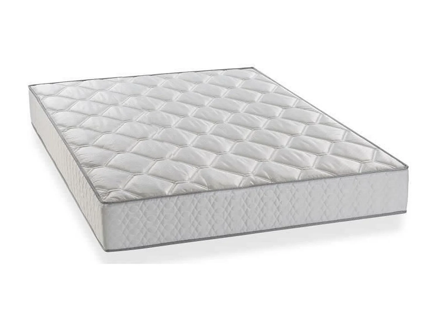 Ensemble Matelas ressorts + Sommier tapissier 140 x 190 cm - Confort équilibré - Epaisseur 23 cm - Galon gris