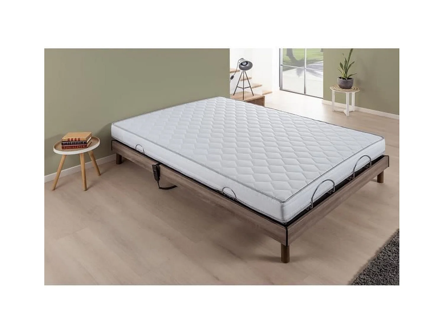 Ensemble relaxation électrique matelas + sommier - 140 x 200 cm - Mousse