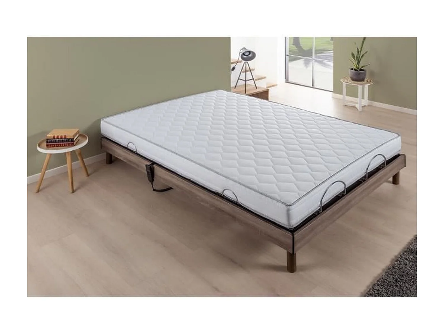 Ensemble relaxation électrique matelas + sommier - 140 x 200 cm - Mousse