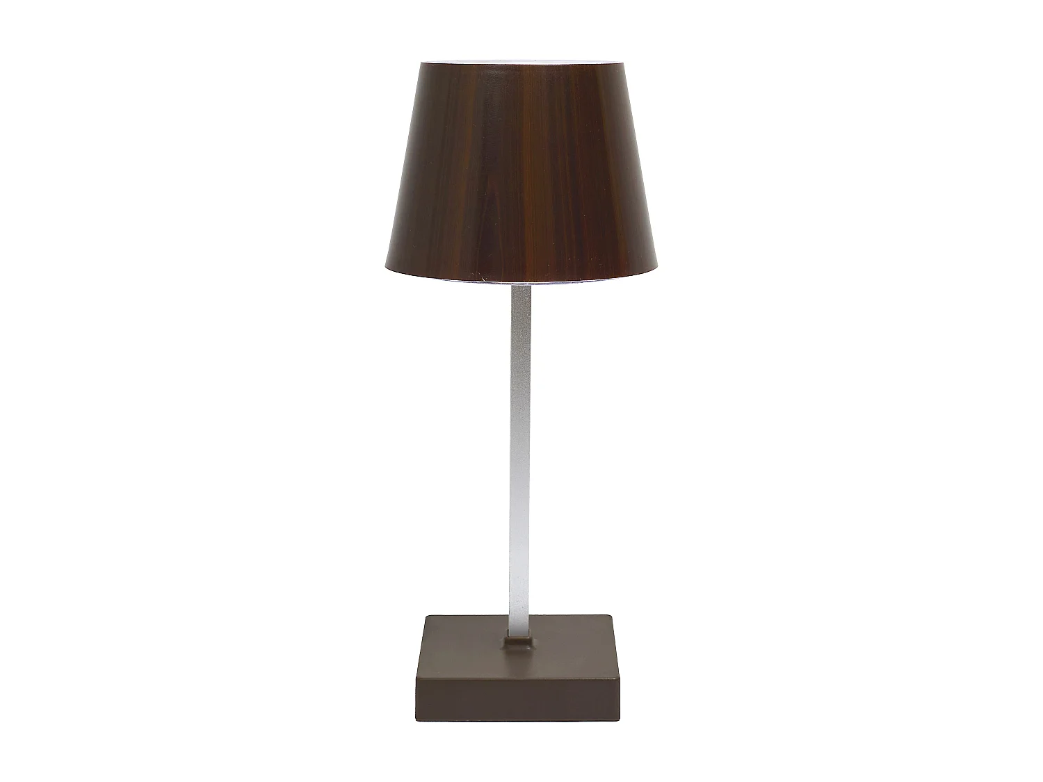 Lampe De Table A Piles Effet Bois H26cm Blanc, Marron