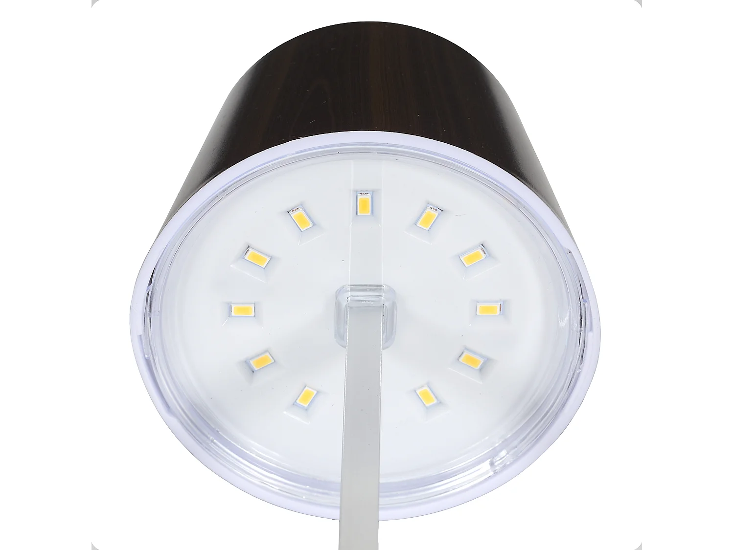 Lampe De Table A Piles Effet Bois H26cm Blanc, Marron