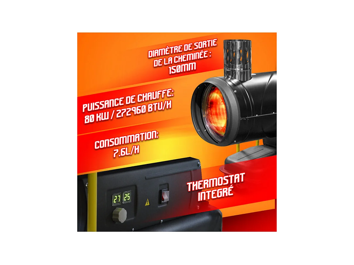 Canon à chaleur diesel ou pétrole à combustion indirecte 80 kW - Warm Tech