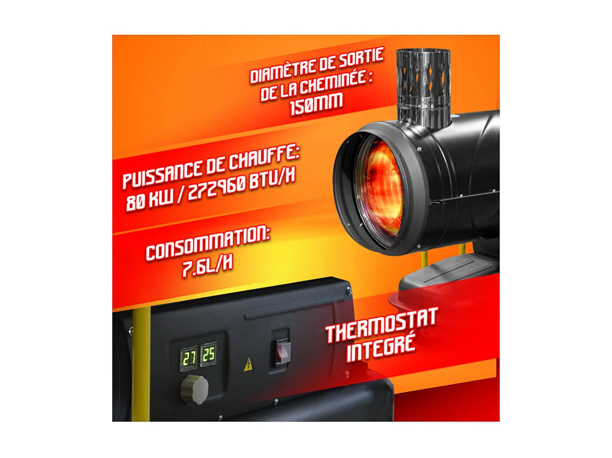 Canon à chaleur diesel ou pétrole à combustion indirecte 80 kW - Warm Tech