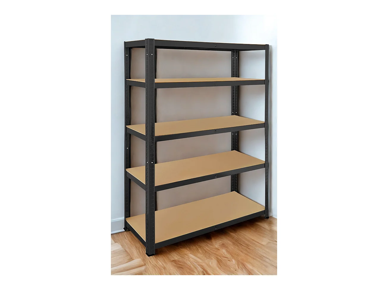 Rack en métal MDF/Noir – 180 x 90 x 45 cm - 5 étagères - Montage facile sans boulons