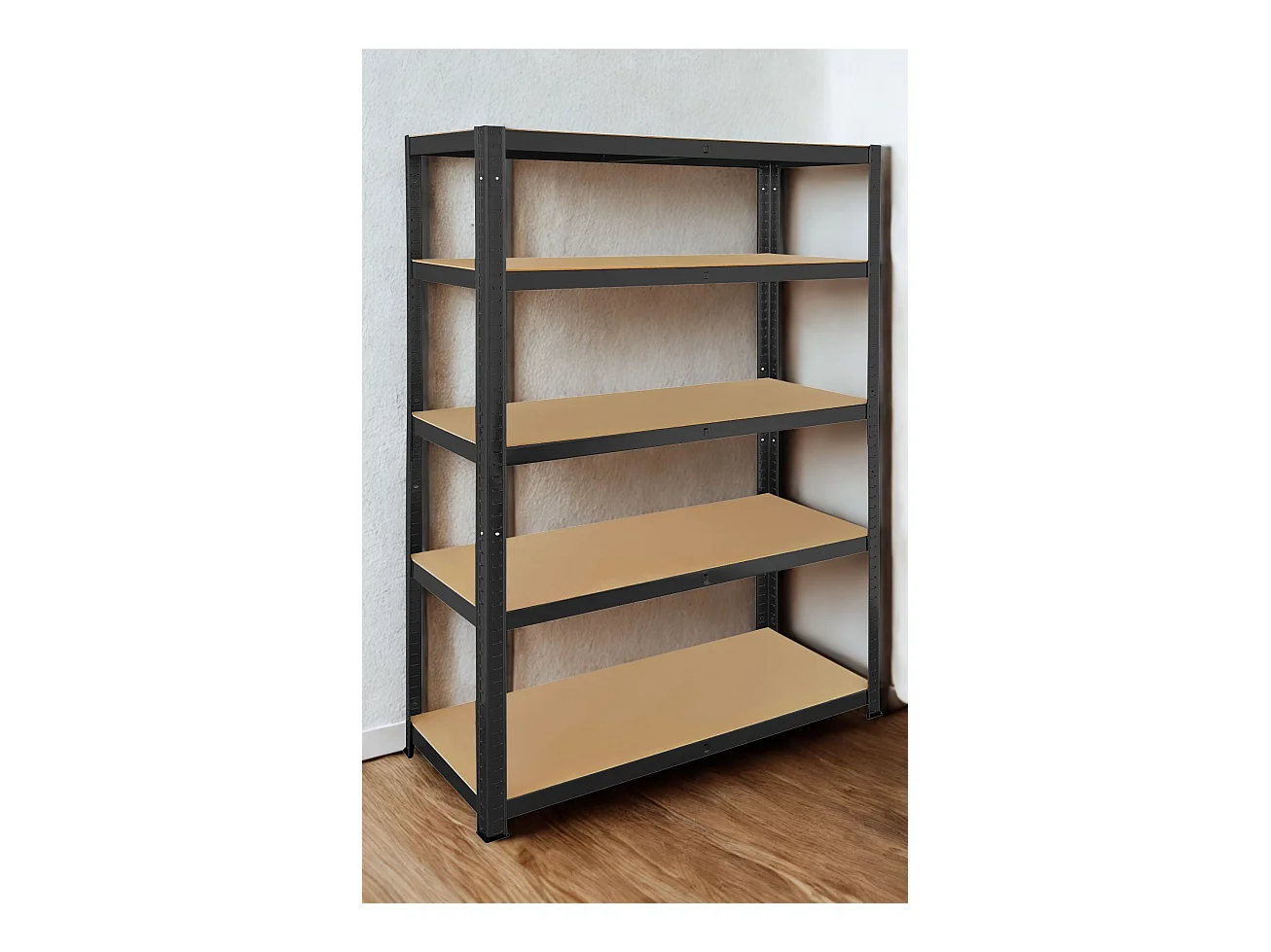 Rack en métal MDF/Noir – 180 x 90 x 40 cm - 5 étagères - Montage facile sans boulons