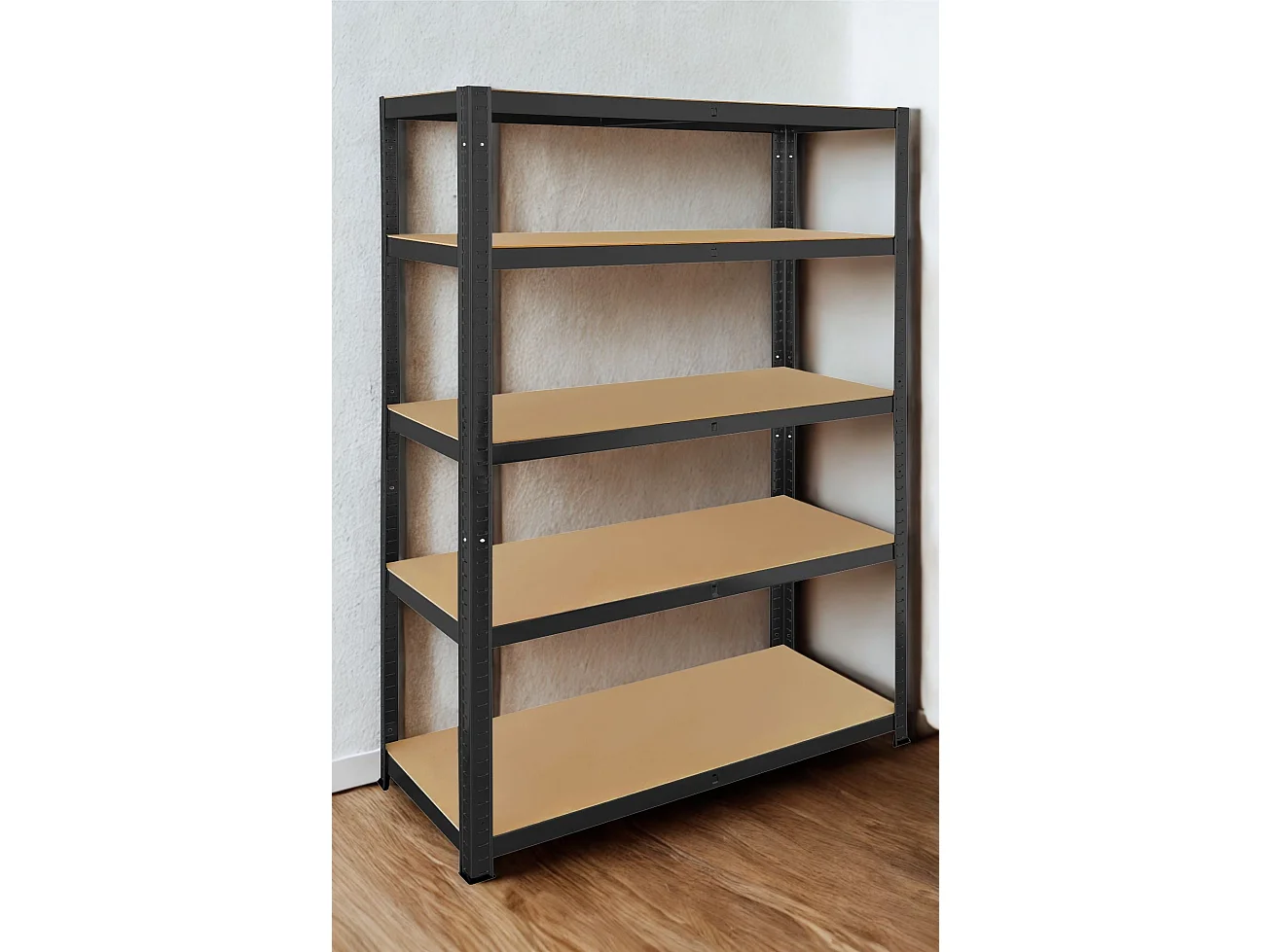 Rack en métal MDF/Noir – 180 x 90 x 40 cm - 5 étagères - Montage facile sans boulons