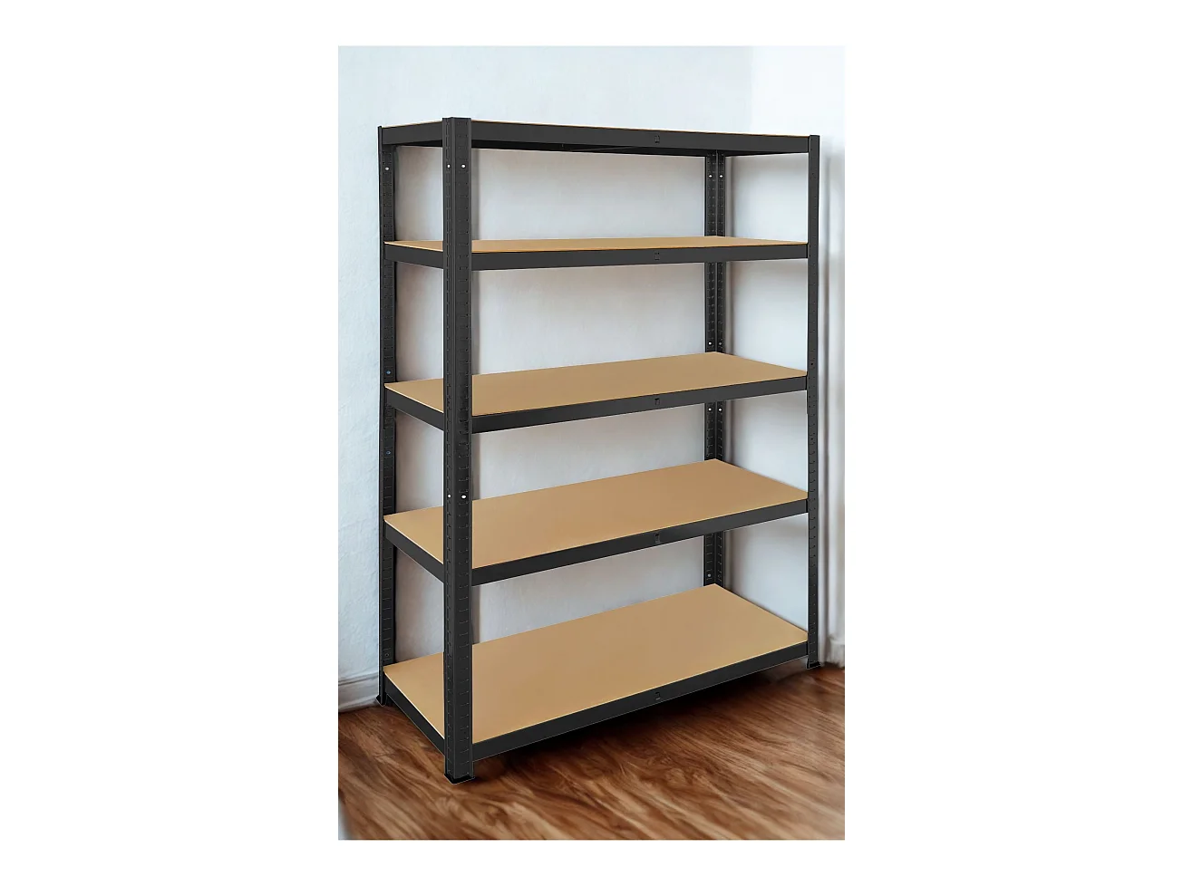 Metaalrek MDF Zwart - 180 x 120 x 45 cm - 5 planken - Eenvoudige montage zonder bouten