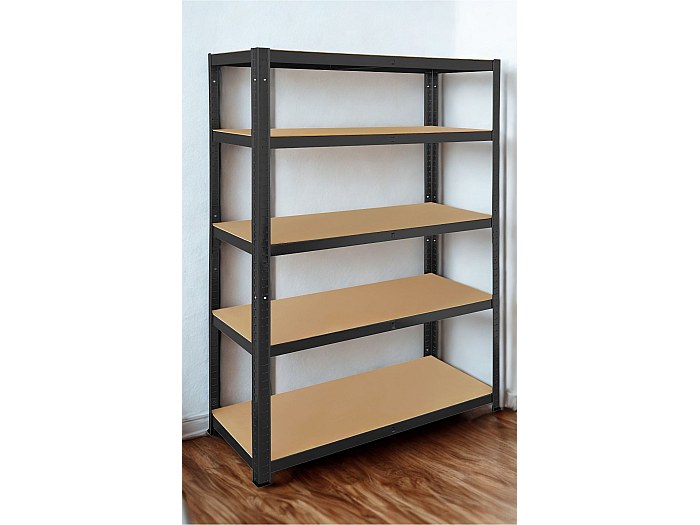 Rack en métal MDF Noir - 180 x 120 x 45 cm - 5 étagères - Montage ...