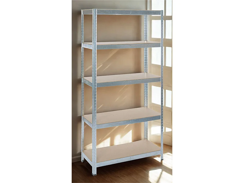 Rack en métal MDF/GALVA – 180 x 90 x 40 cm - 5 étagères - Montage facile sans boulons