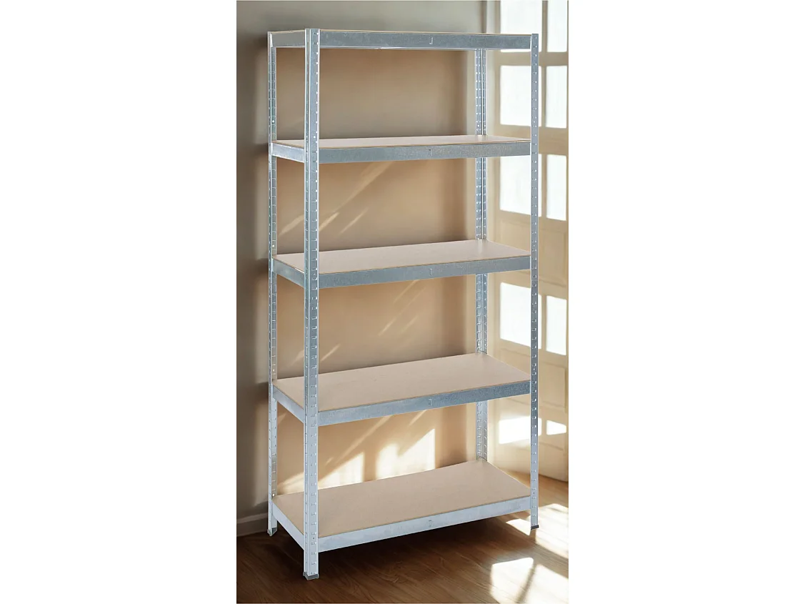 Rack en métal MDF/GALVA – 180 x 90 x 40 cm - 5 étagères - Montage facile sans boulons
