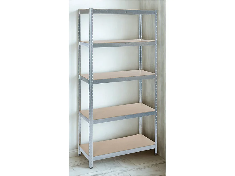Rack en métal MDF/GALVA 180 x 90 x 45 cm - 5 étagères - Montage facile sans boulons