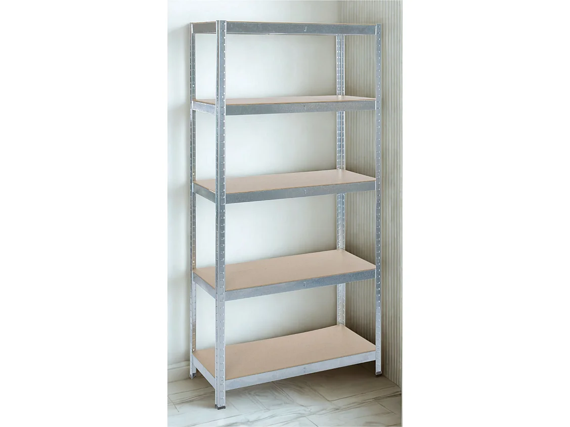 Rack en métal MDF/GALVA 180 x 90 x 45 cm - 5 étagères - Montage facile sans boulons
