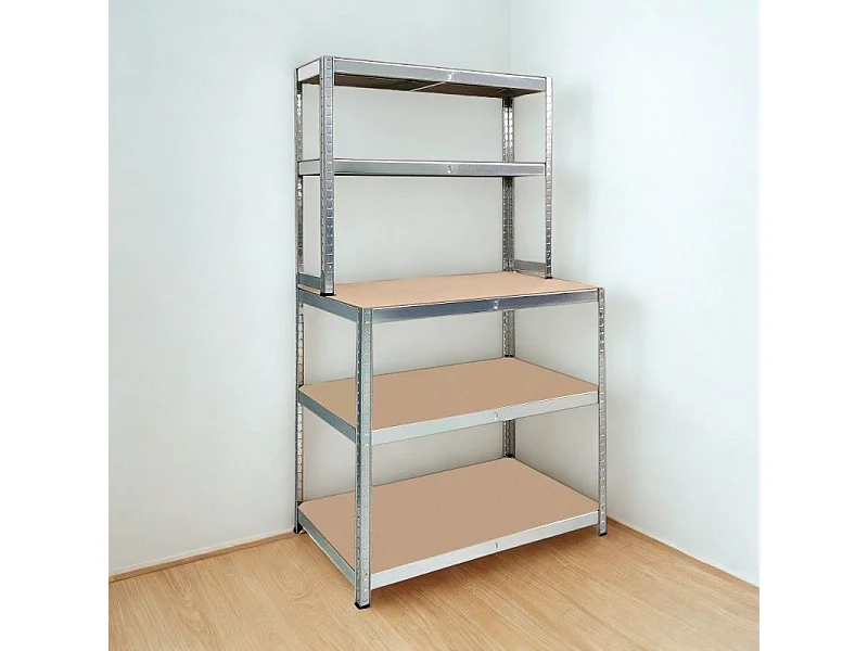 Rack en métal MDF/GALVA – 180 x 100 x 60 cm - 5 étagères - Montage facile sans boulons