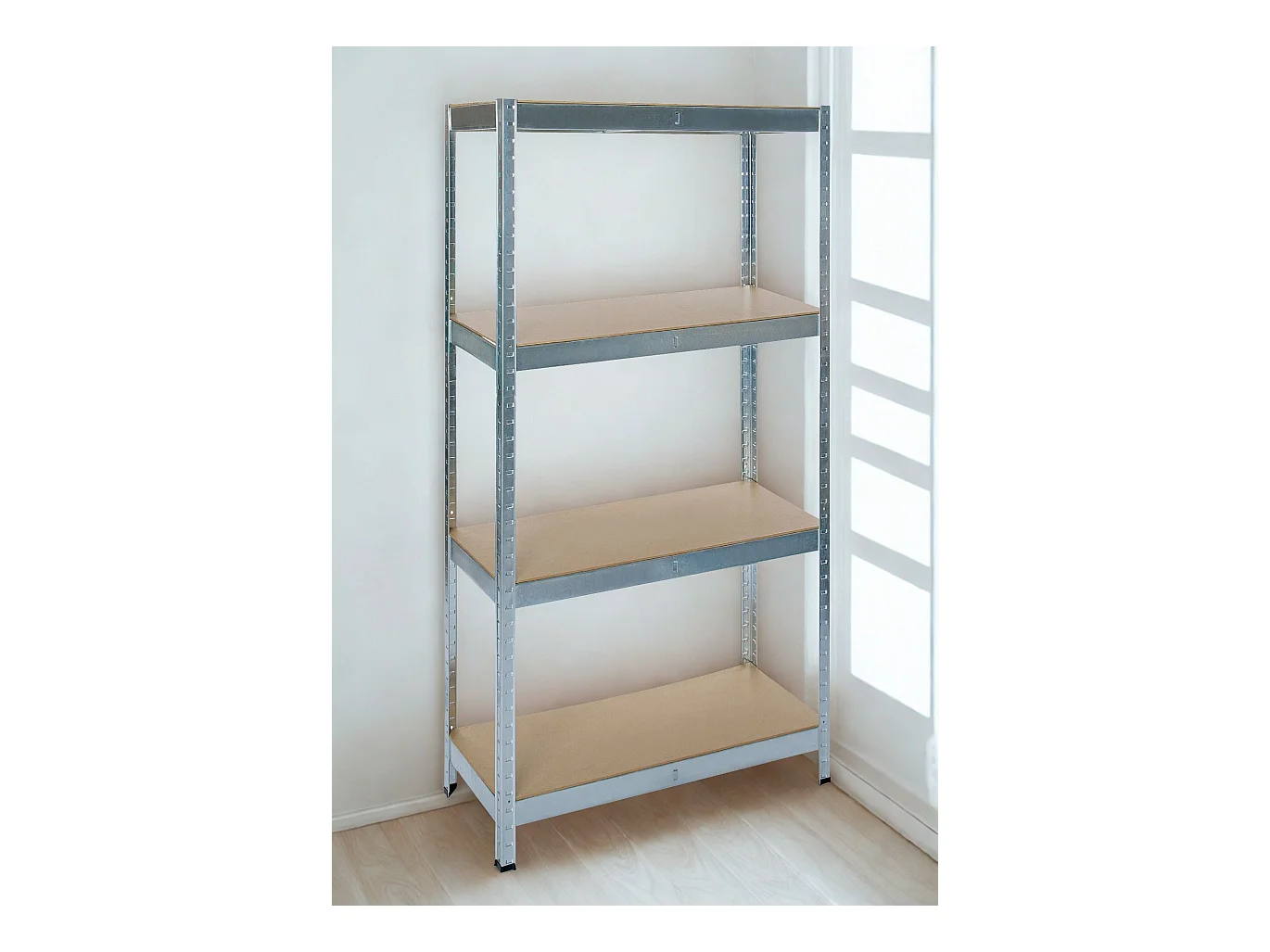 Rack en métal galvanisé MDF - 150 x 75 x 30 cm - 4 étagères - Montage facile sans boulons - Charge maximale 700 kg