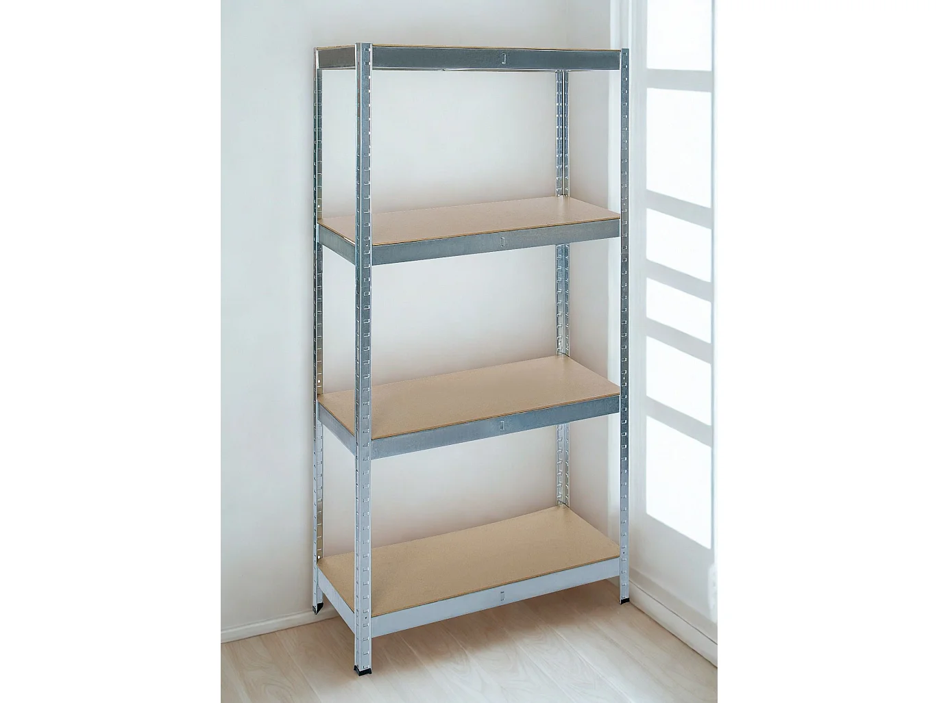 Metal Rack MDF/GALVA - 150 x 75 x 30 cm - 4 planken - Eenvoudige montage zonder bouten