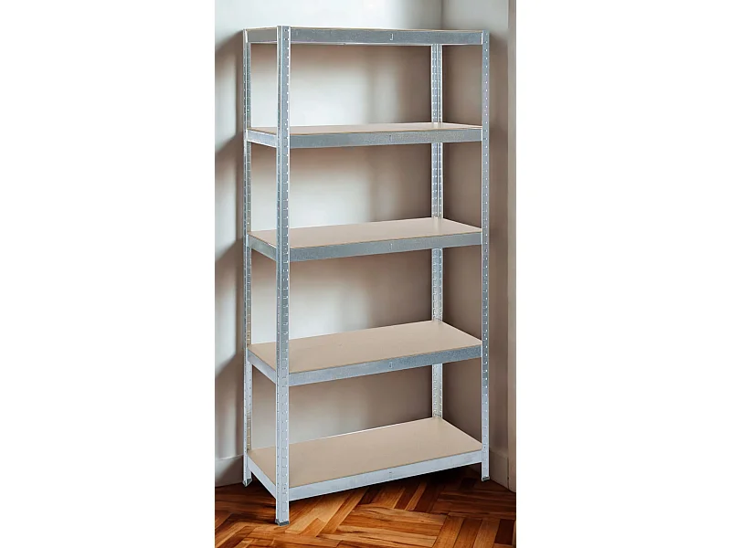 Rack en métal galvanisé MDF 200 x 100 x 50 cm - 5 étagères - Montage facile sans boulons