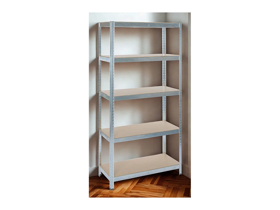 Rack en métal galvanisé MDF 200 x 100 x 50 cm - 5 étagères - Montage facile sans boulons