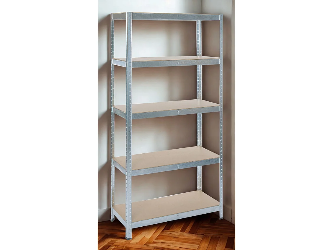 Rack en métal galvanisé MDF 200 x 100 x 50 cm - 5 étagères - Montage facile sans boulons