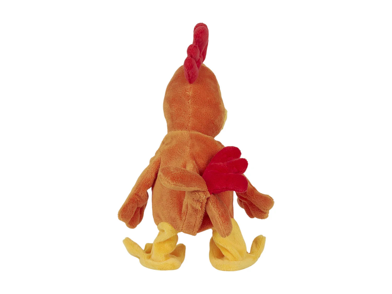 Peluche Coq Chanteur A Piles Orange, Rouge, Jaune