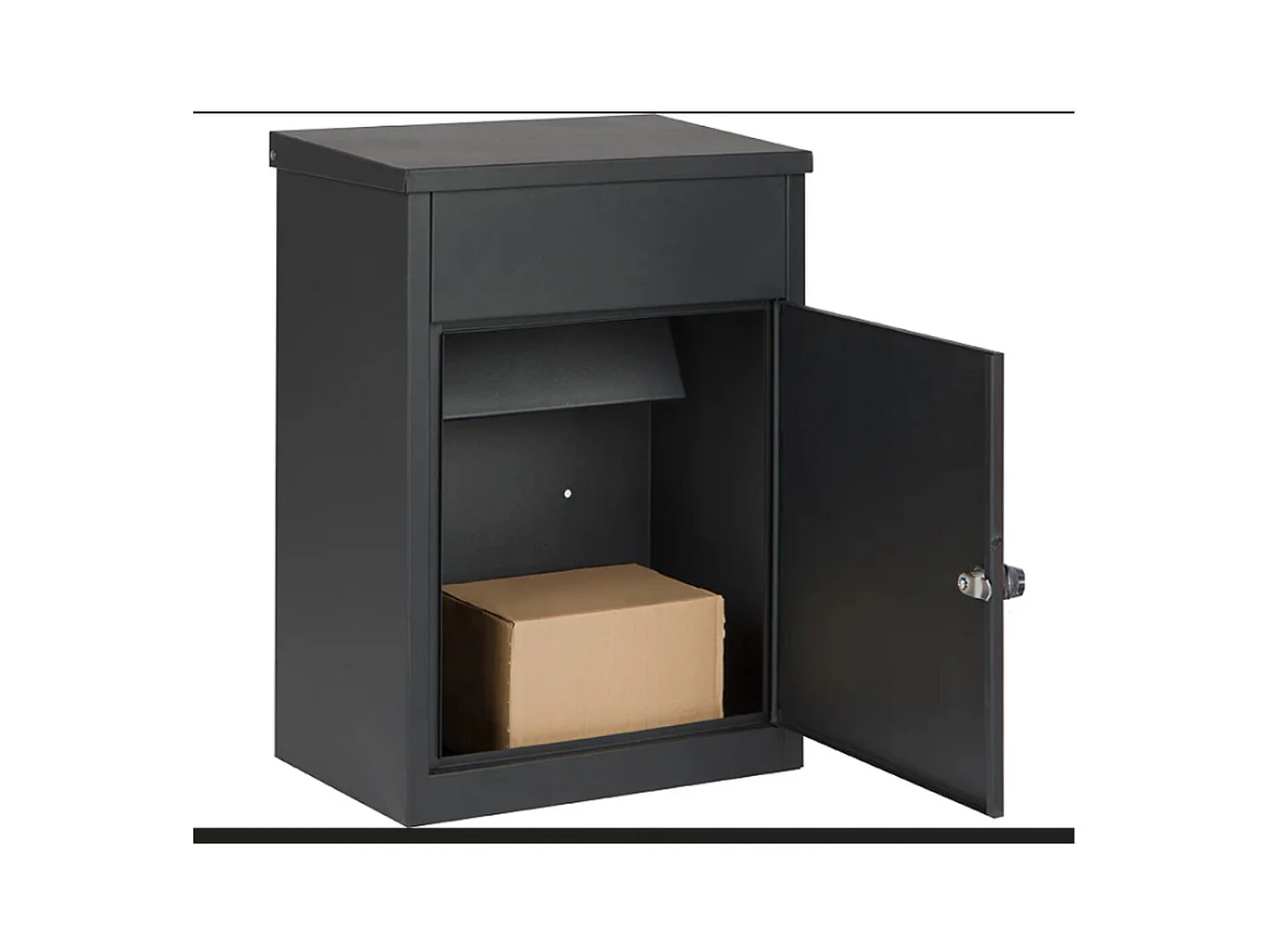 Boîte aux lettres pour colis Noire – Grande ouverture, serrure à code – Fixation murale