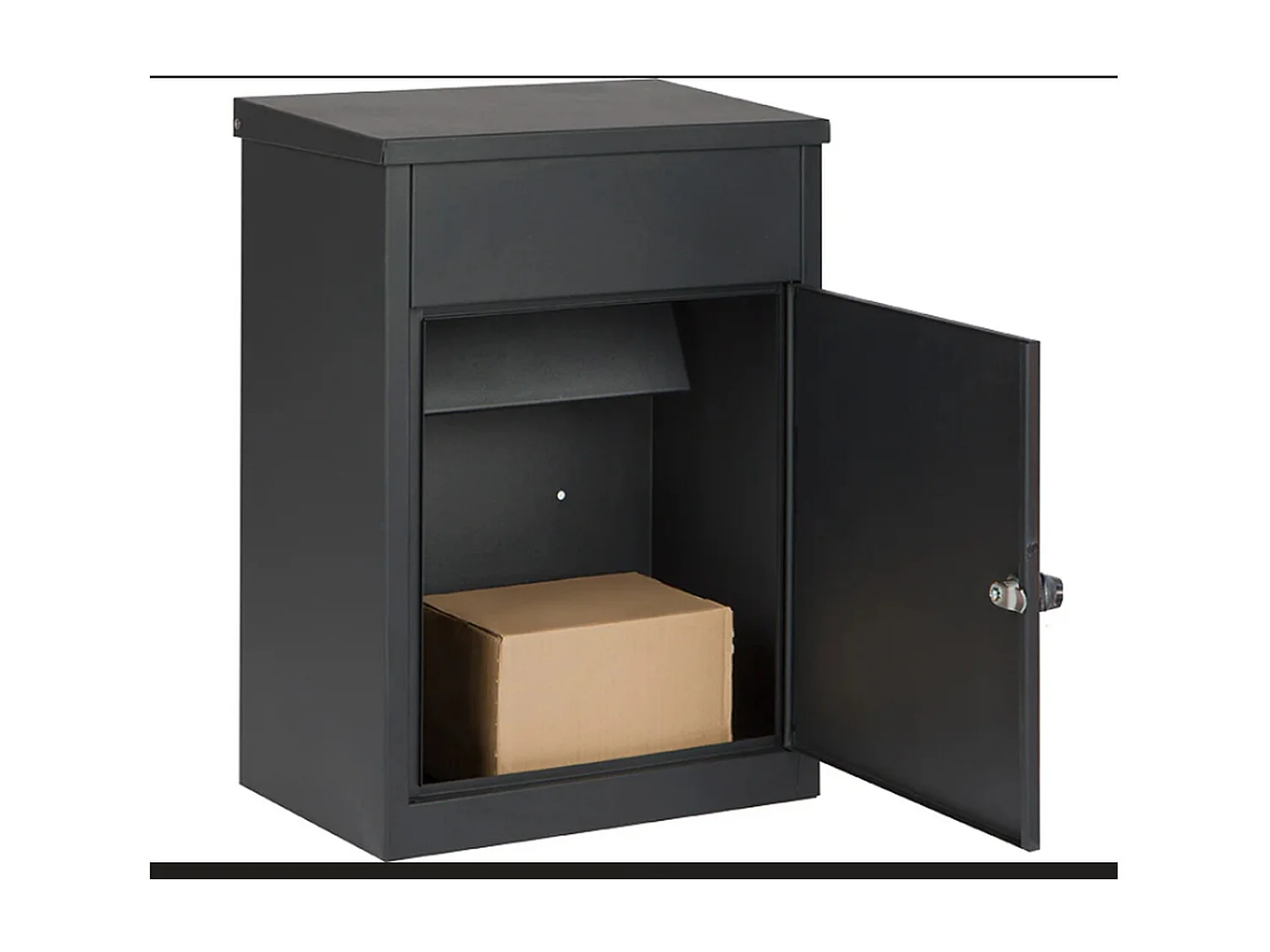 Boîte aux lettres pour colis Noire – Grande ouverture, serrure à code – Fixation murale