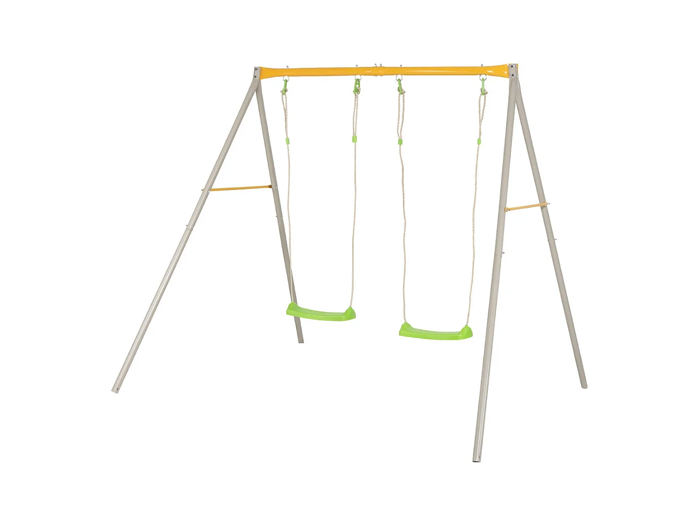 Portique enfant en métal avec 2 balançoires réglables - Hauteur 1,90 m - Dès 3 ans