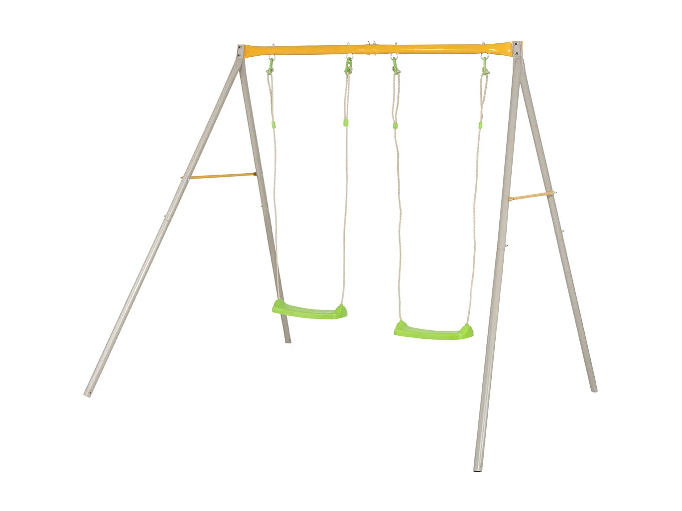 Portique enfant en métal avec 2 balançoires réglables - Hauteur 1,90 m - Dès 3 ans