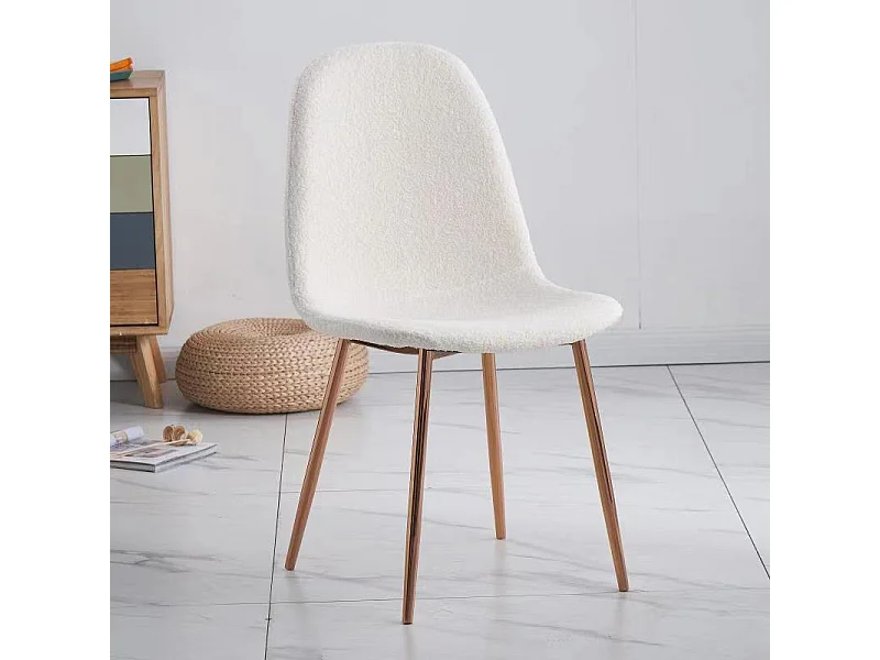 Lot de 6 Chaises SCANDINAVE BONNIE Beige Doudou & Rose Gold 42x53x84 cm