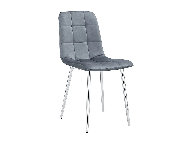 Lot de 4 chaises ELISA Velours & Pieds Chrome 42x55x87 cm