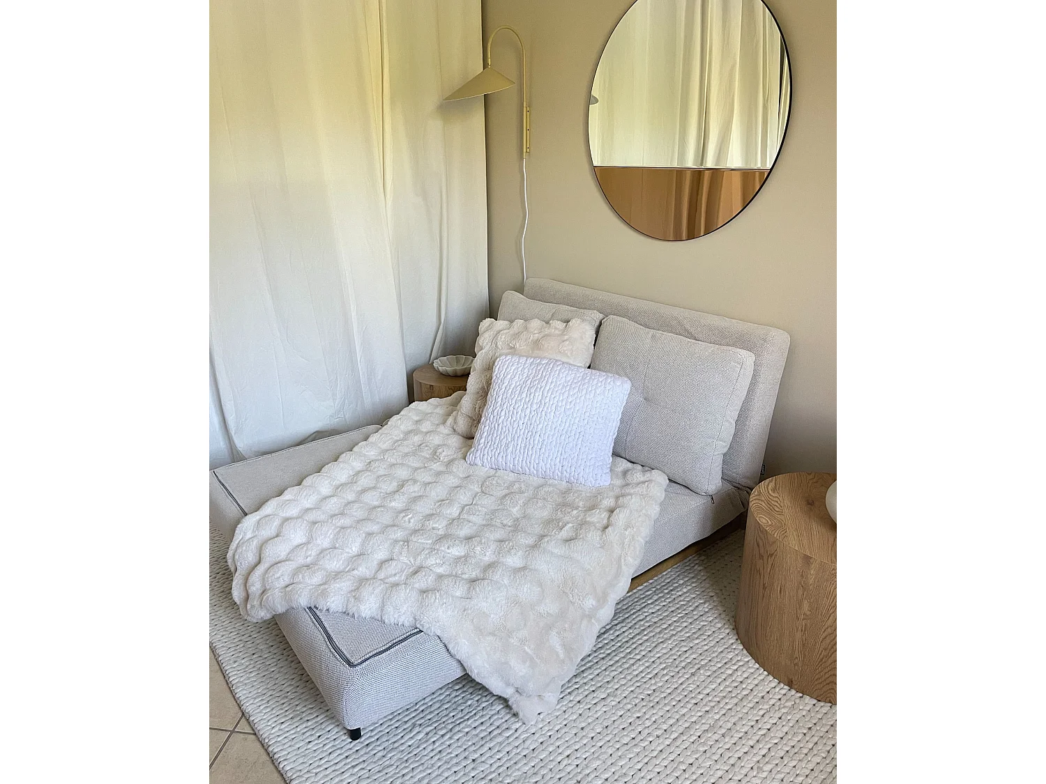 Canapé convertible 2 places en coton blanc casse JERSLEV