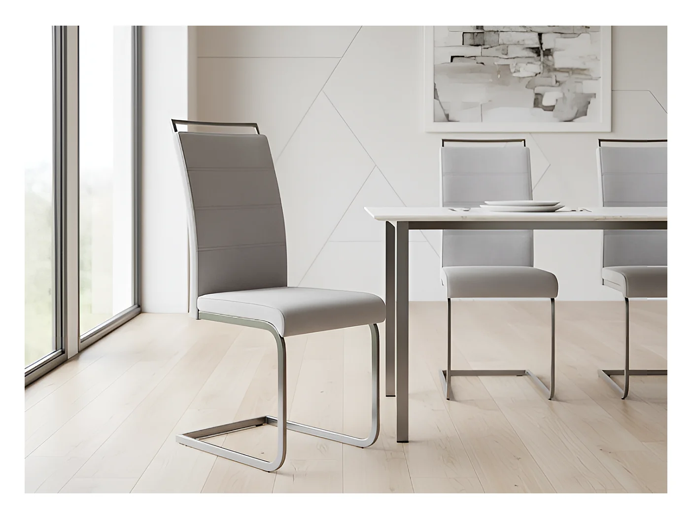 Sedia H441/Rivestimento in tessuto di velluto e metallo/Grigio