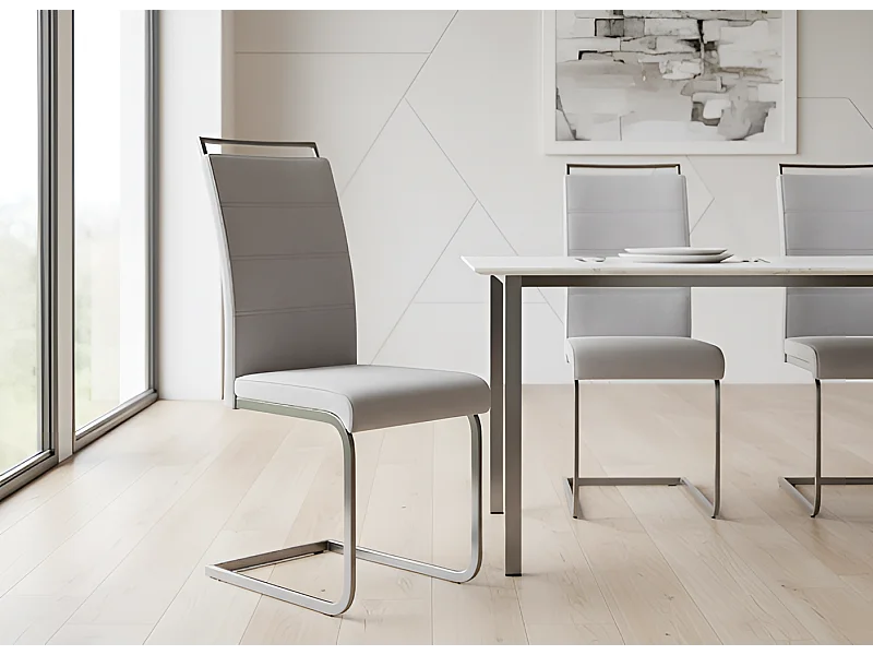 Stuhl H441/Samtstoffbezug&Metall/Grau