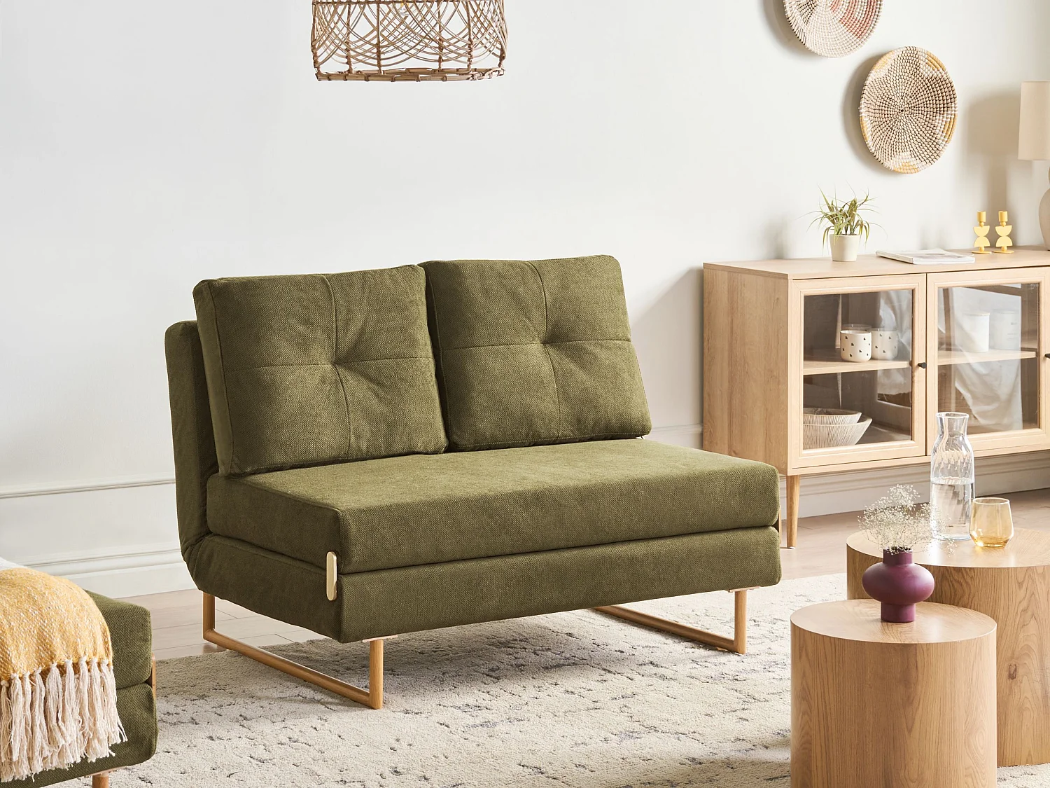 Sofa Bed 2 Seater JERSLEV Fabric Green