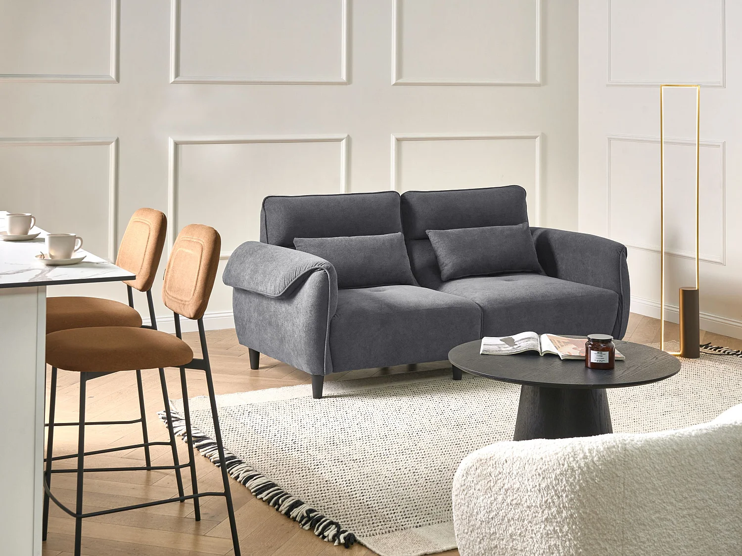 Canapé 3 places WETLAN Tissu Gris foncé