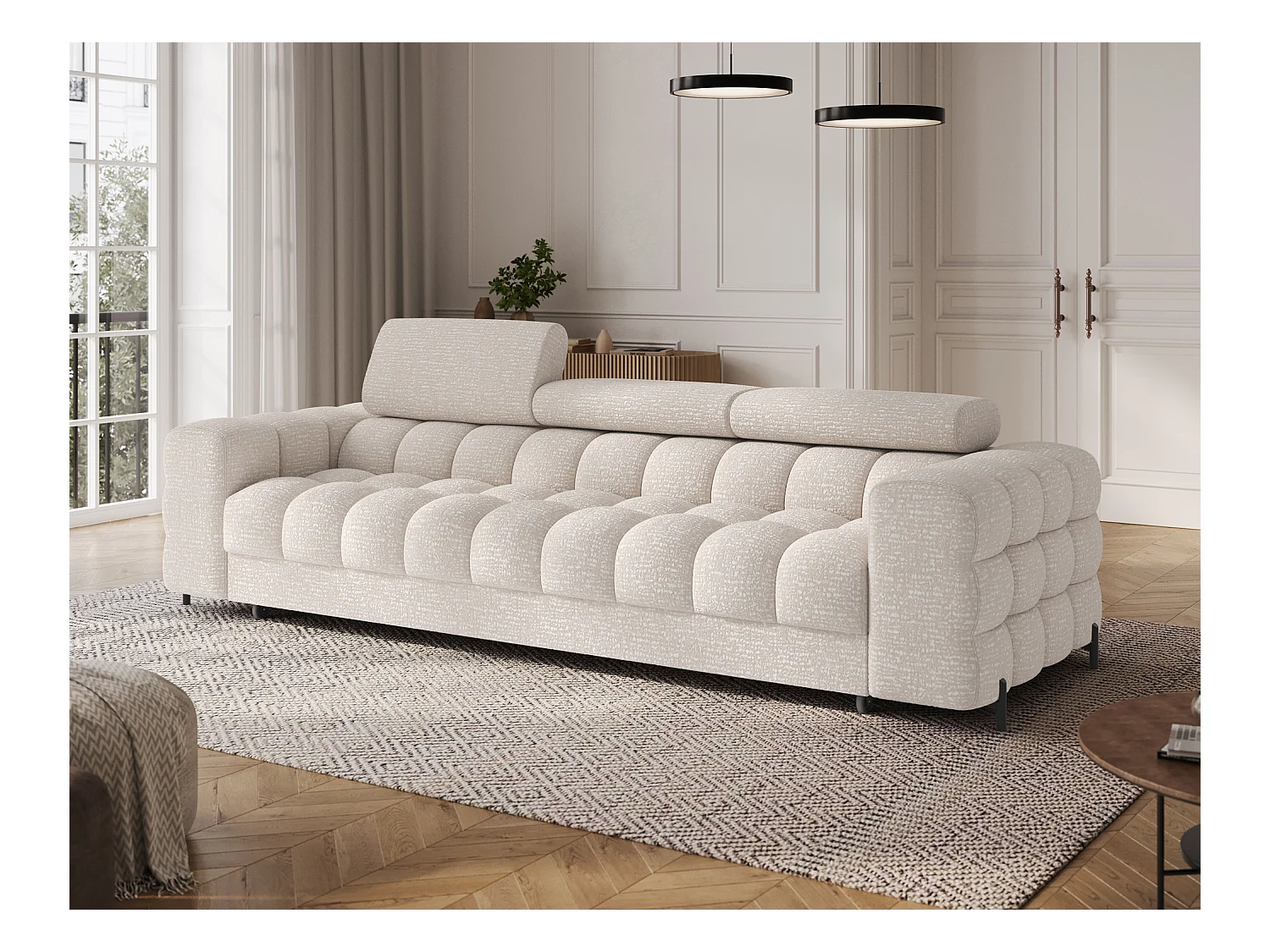Schlafsofa/Stoffbezug/Schlaffunktion/Beige