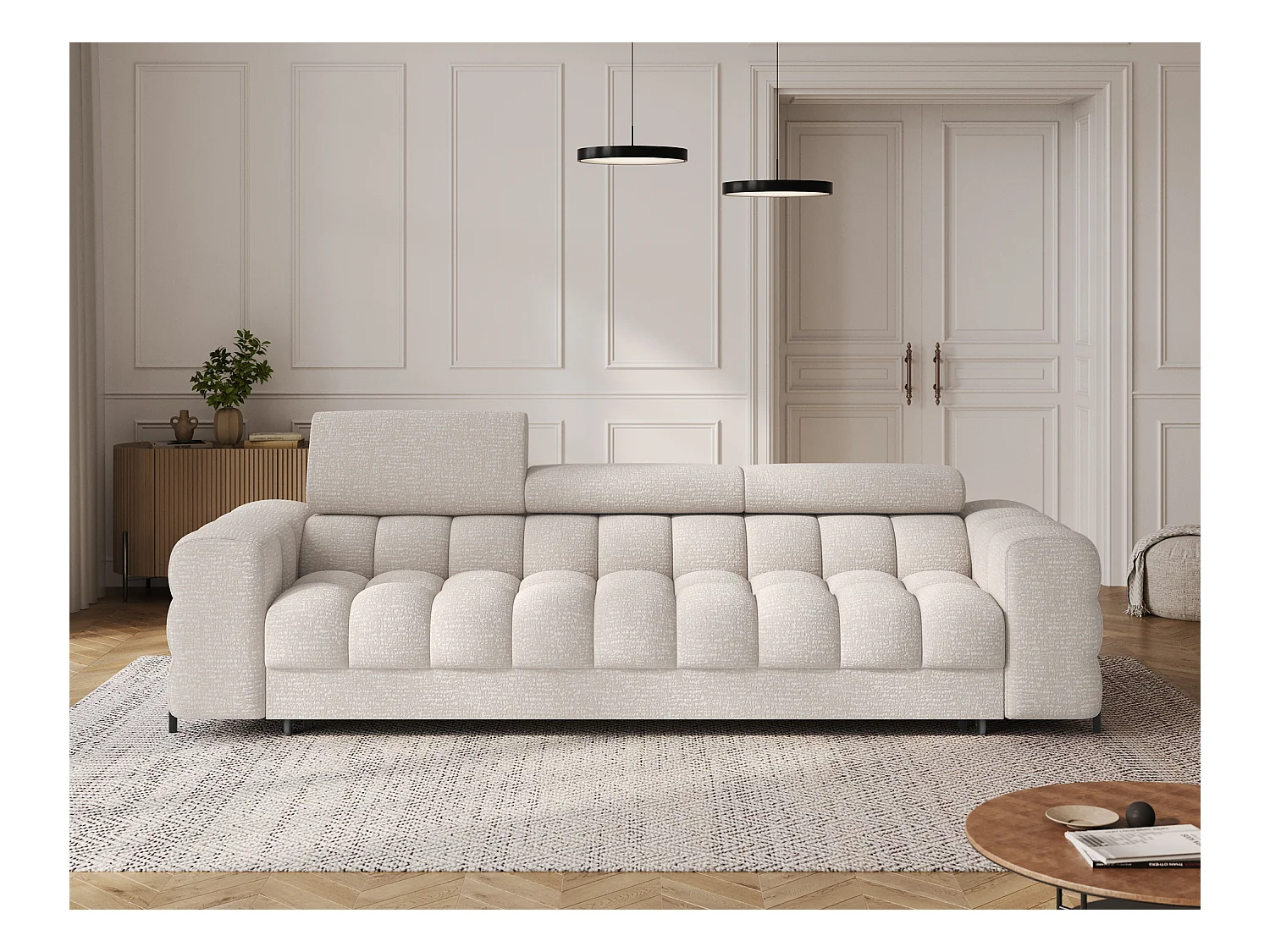 Schlafsofa/Stoffbezug/Schlaffunktion/Beige