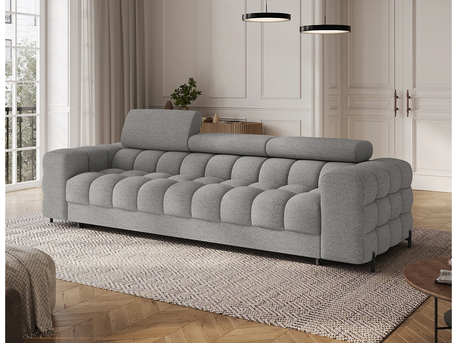 Schlafsofa Maxim/Schlaffunktion/Stoffbezug/Grau