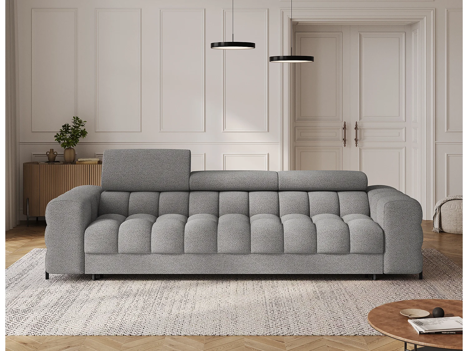 Schlafsofa Maxim/Schlaffunktion/Stoffbezug/Grau
