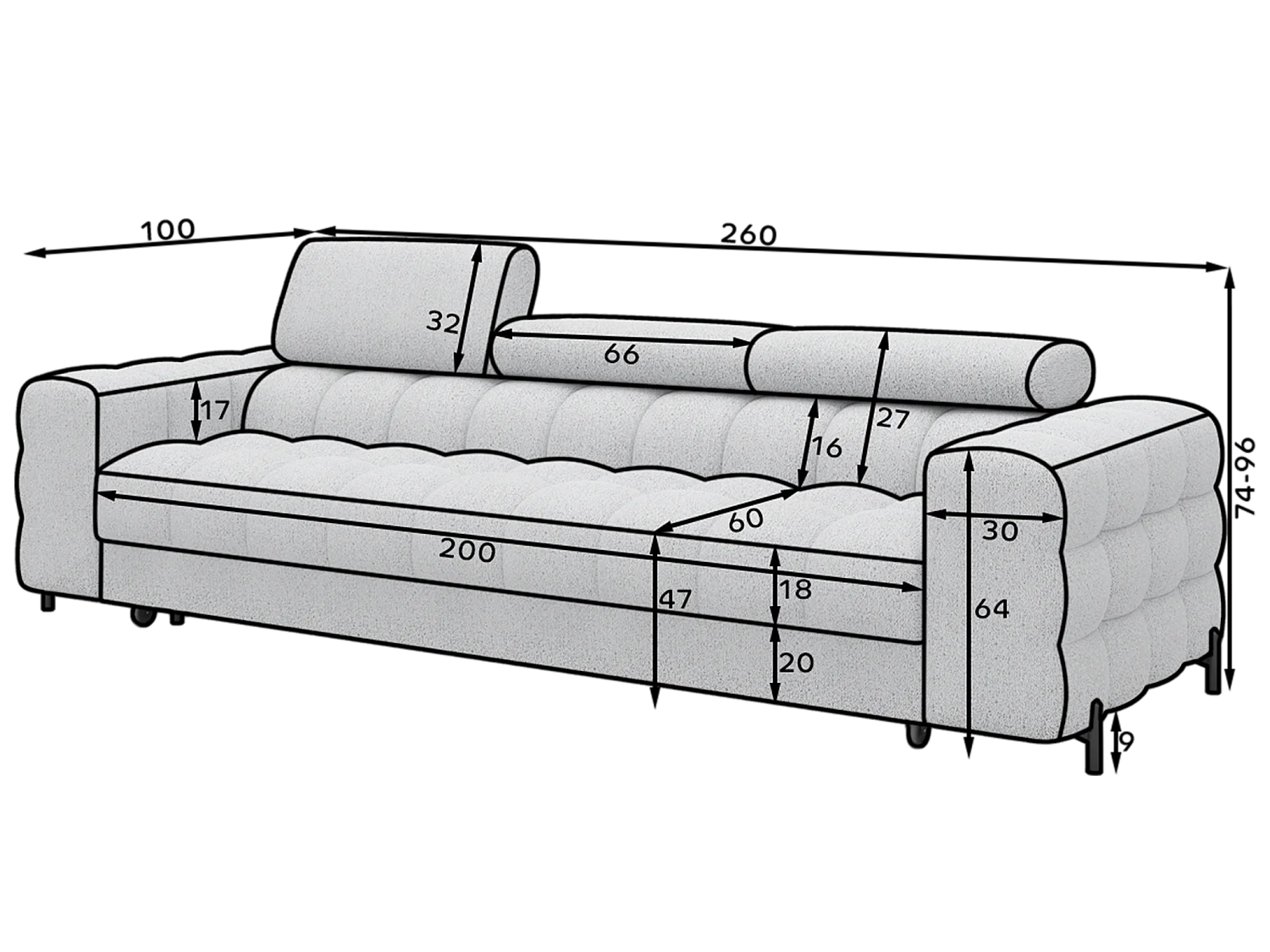 Schlafsofa/Stoffbezug/Schlaffunktion/Beige