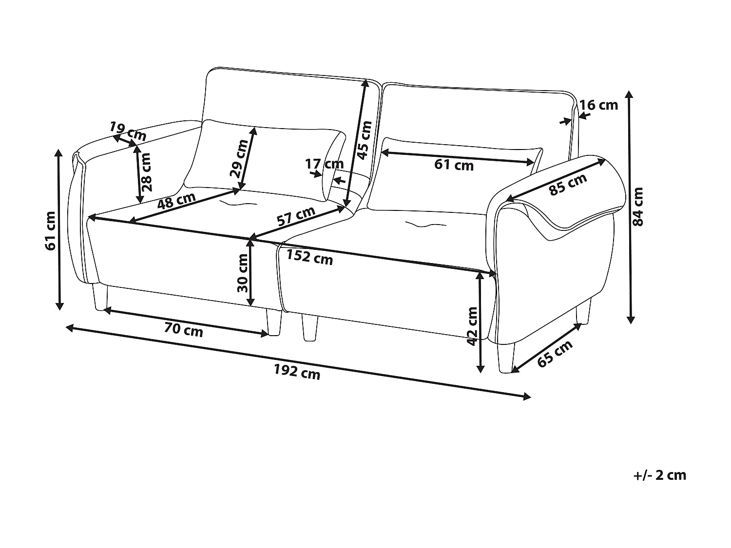 Canapé 3 places WETLAN Tissu Marron clair