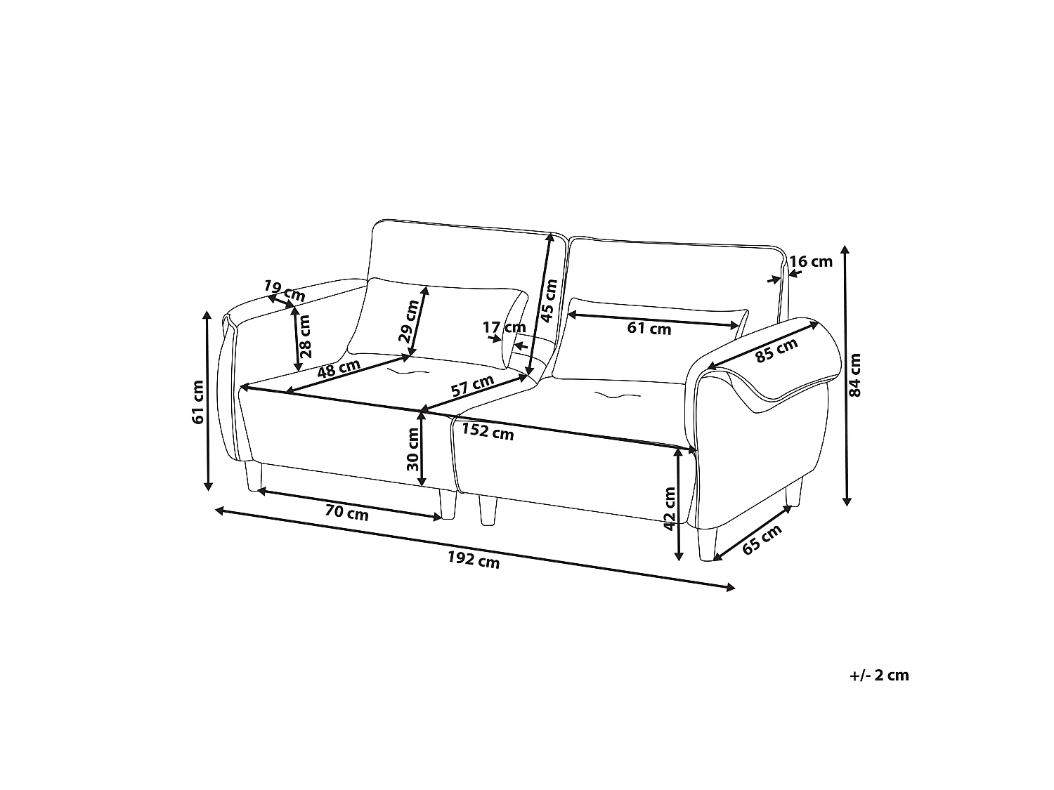 Sofa 3 Seater WETLAN Fabric Off-White