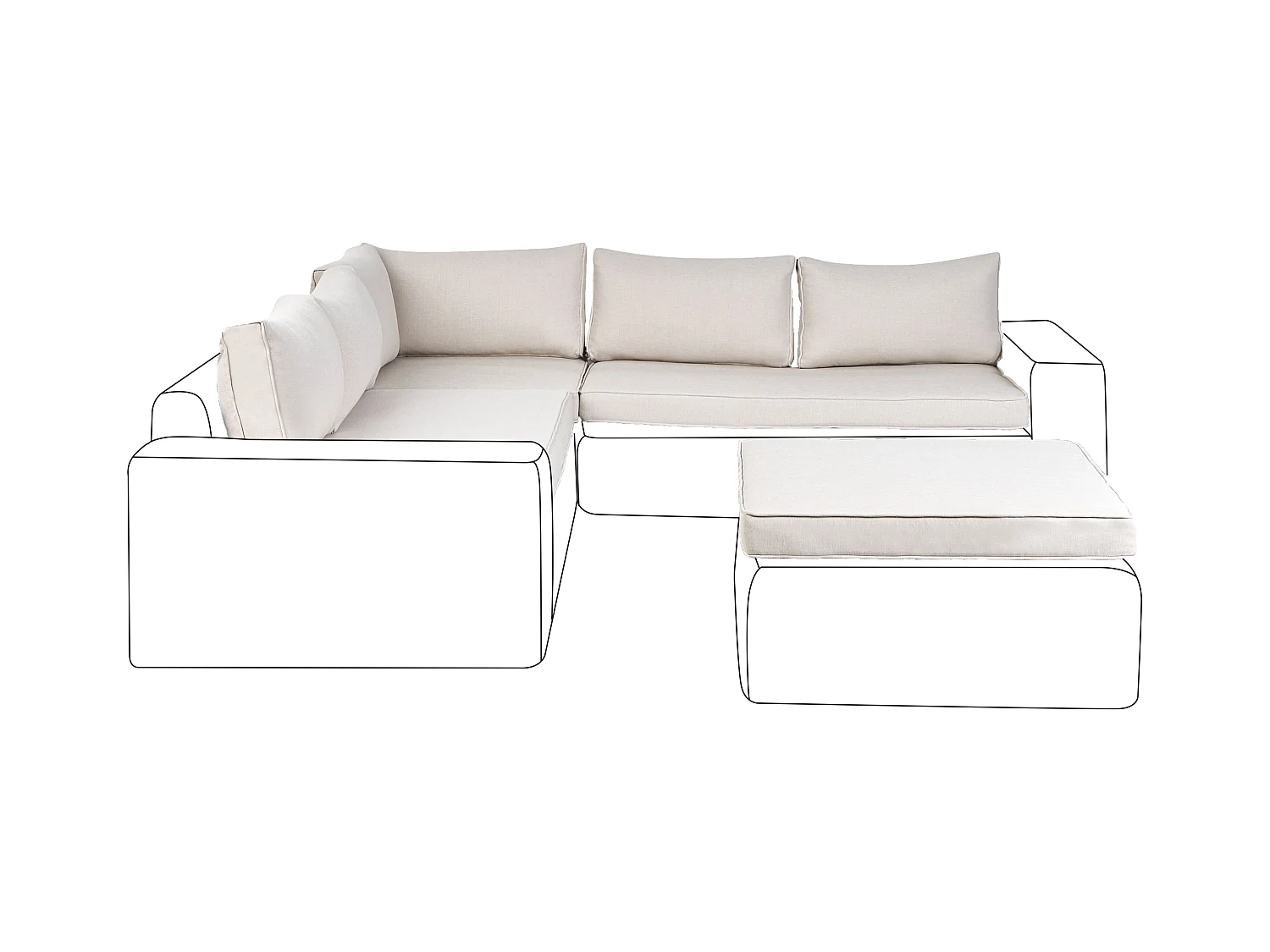 Ensemble de housses de coussins d'extérieur PALERMO Blanc cassé