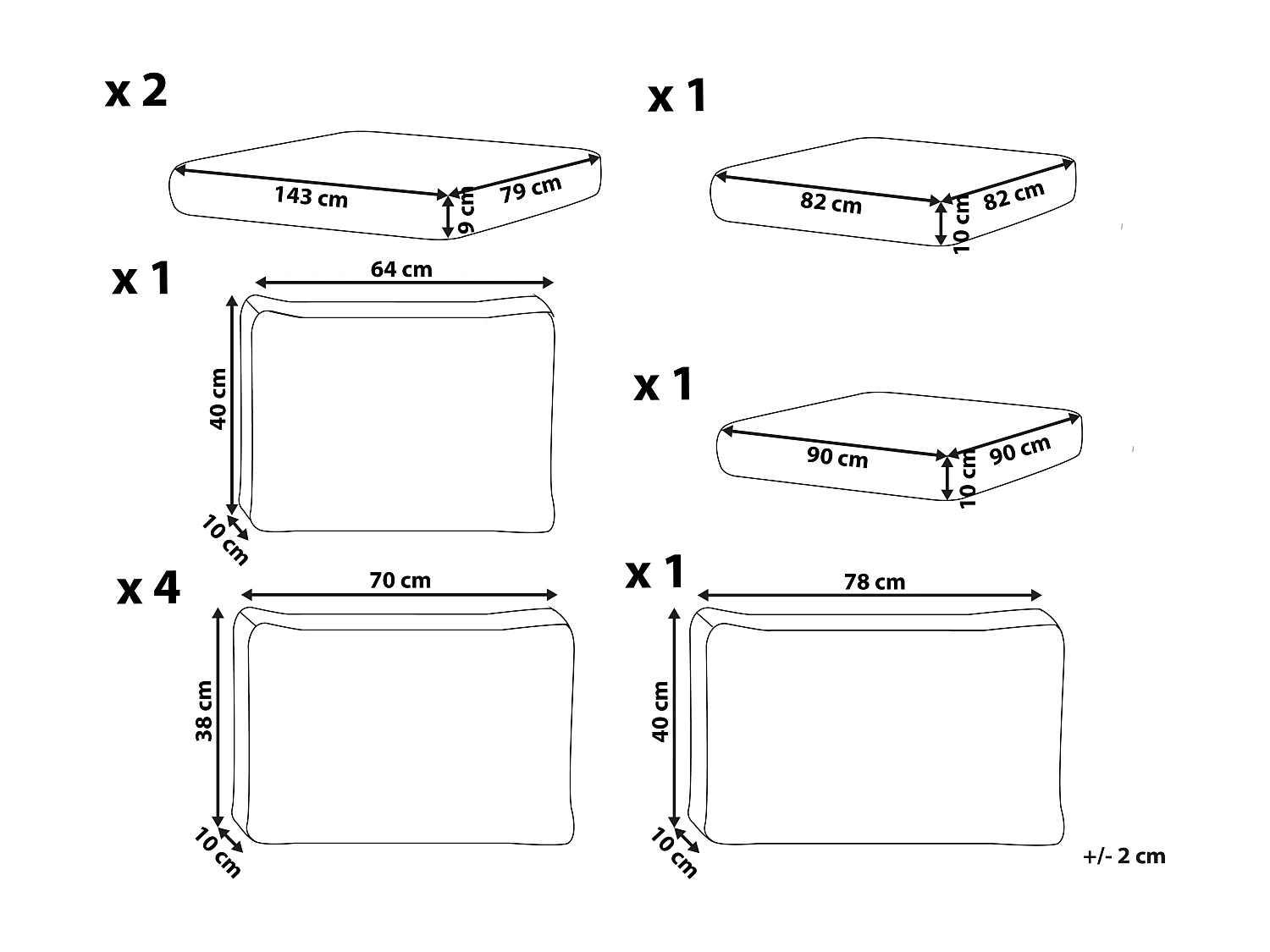 Ensemble de housses de coussins d'extérieur PALERMO Blanc cassé