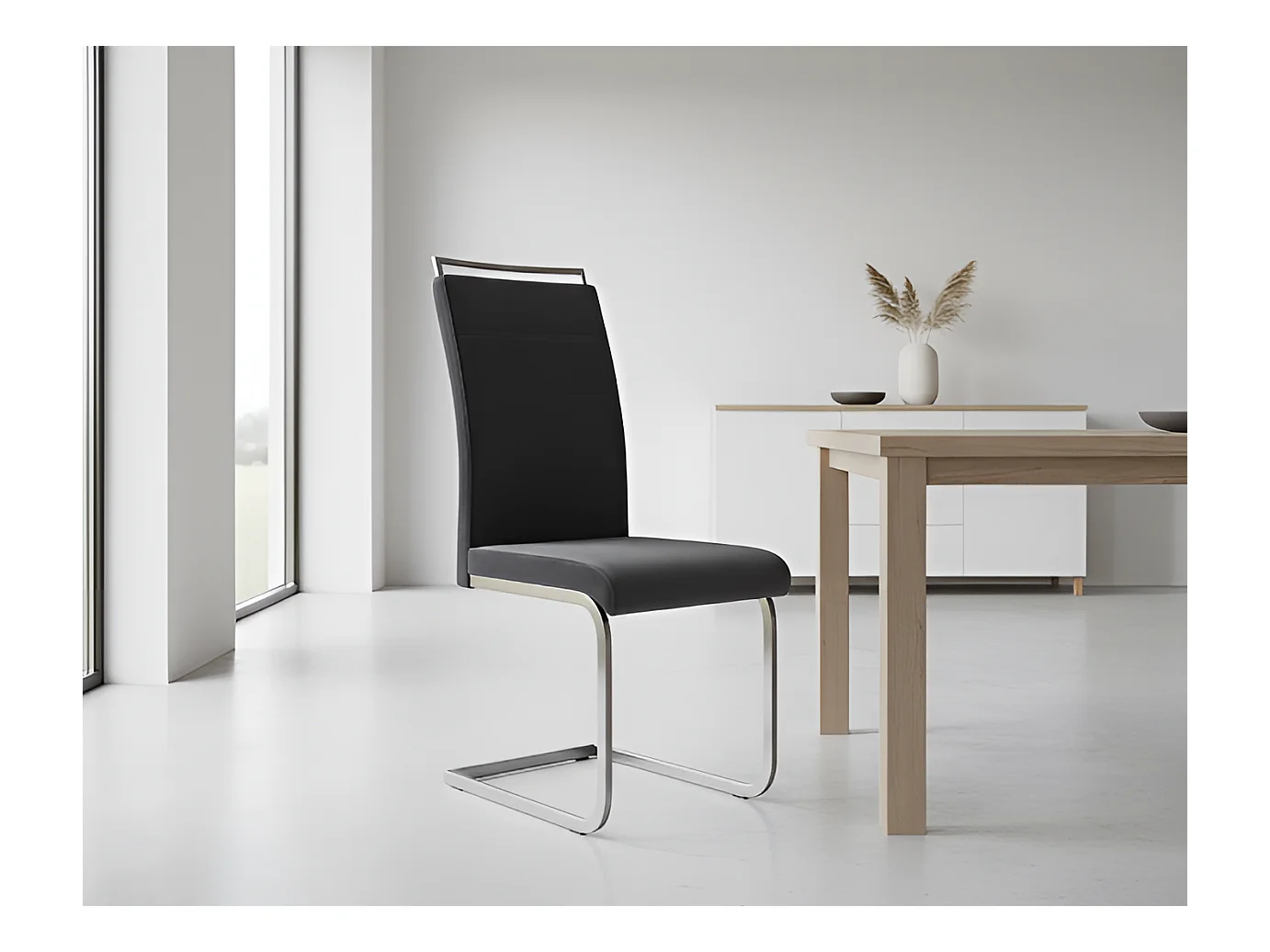 Sedia H441/Rivestimento in tessuto di velluto e metallo/Nero