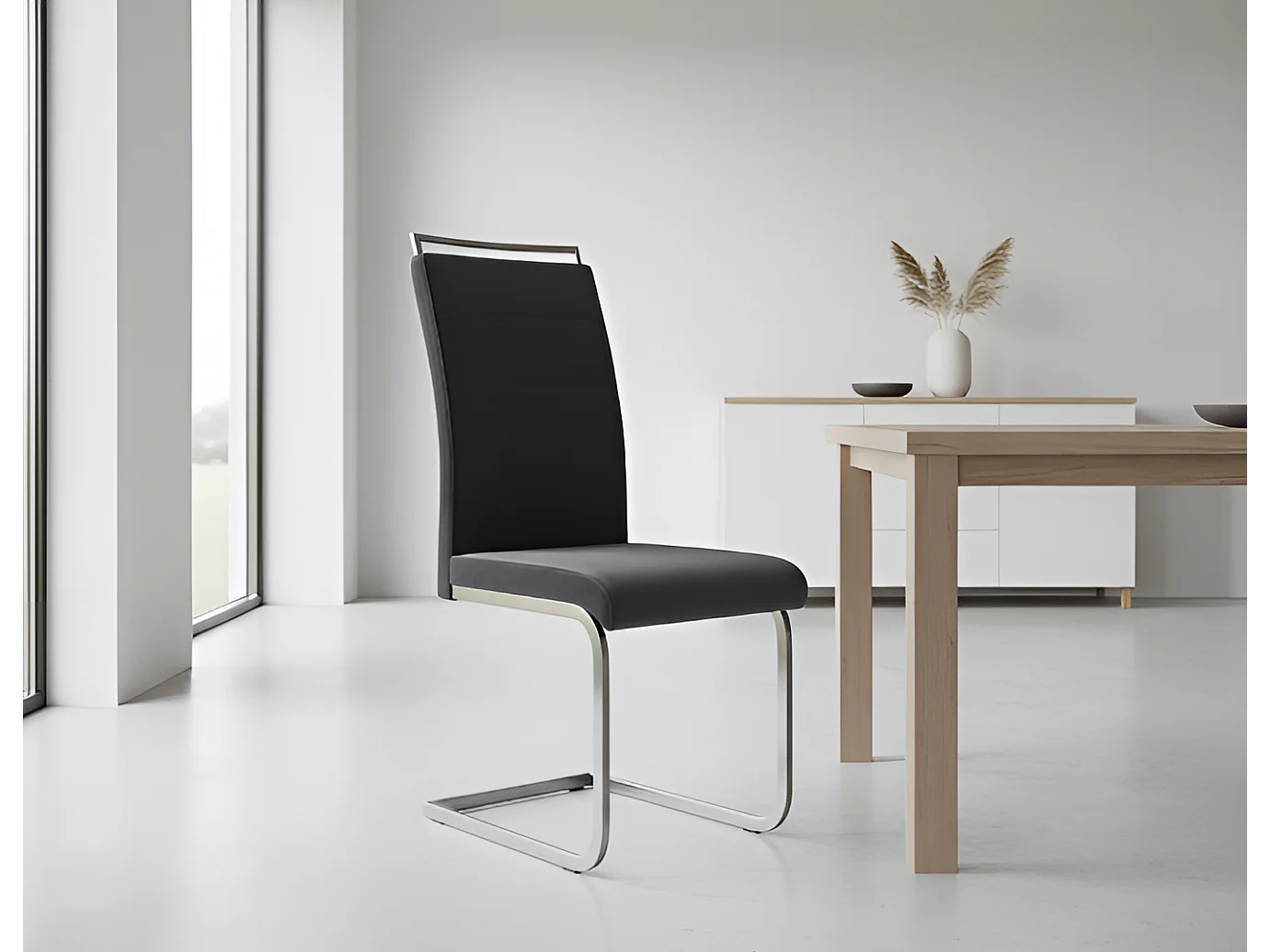 Sedia H441/Rivestimento in tessuto di velluto e metallo/Nero